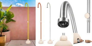 La douche d'extérieur nomade Izi de Jee-O, en acier ou couleur