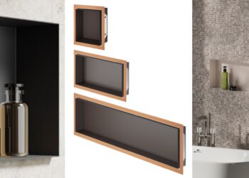 Les niches encastrées, dans la douche et au-dessus de la baignoire, de Schlüter Systems