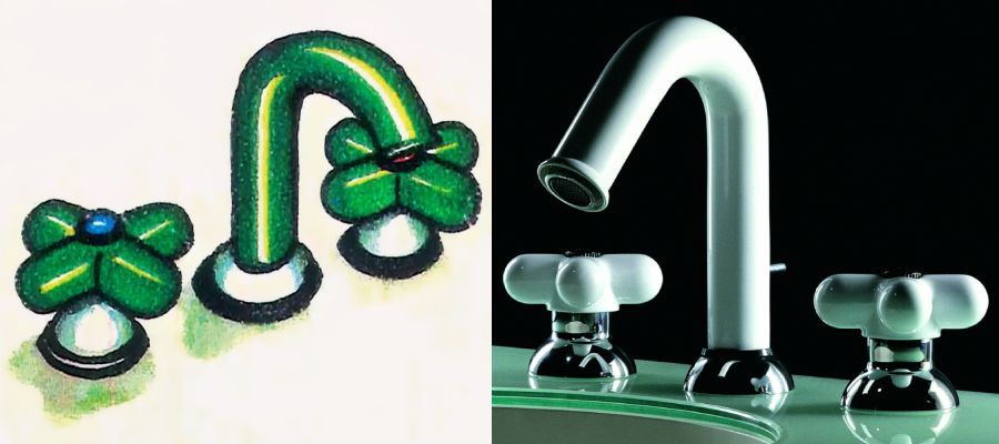 Le robinet I Balocci de Fantini et le crayonné des designers.