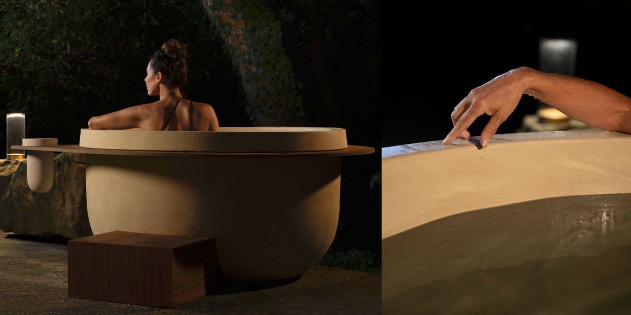 Une femme dans la baignoire en céramique réfractaire de Terzofoco.